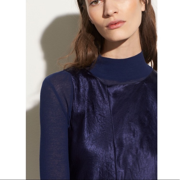 Vince ink blue satin Bias sleeveless midi dress - Picture 5 of 9